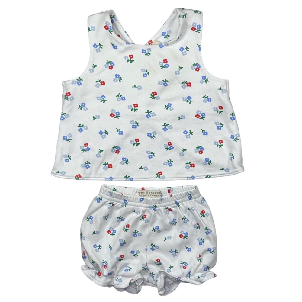 TBBC Beaufort Bonnet Bettye Pima Bloomer Set Myers Park Mini Floral Size 6-12M